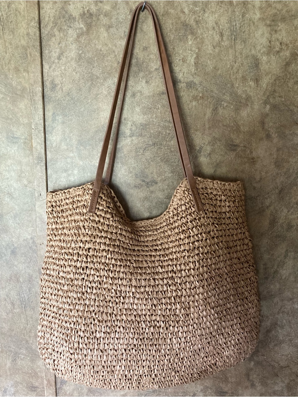 Studio Collection Medium Woven Straw Tote Handbag + Gold Hardwear - Picture 5 of 9
